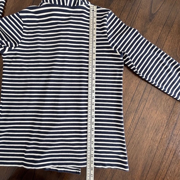 L.L. Bean blue and white stripe open cardigan 100% Supima cotton size M - Picture 11 of 12